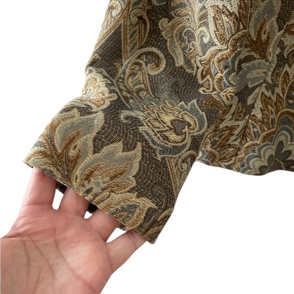 Vintage Focus 2000 Green Floral Brocade Blazer Size 12P - Picture 3 of 8